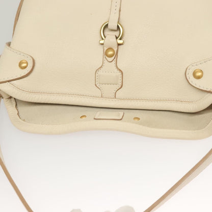 Salvatore Ferragamo Gancini handbag Leather, WHITE, LEATHER, Handbag