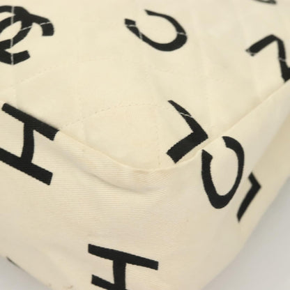Chanel Vintage Coco Logo Zip Tote Quilted Printed Canvas, WHITE, CANVAS, Tote bag
