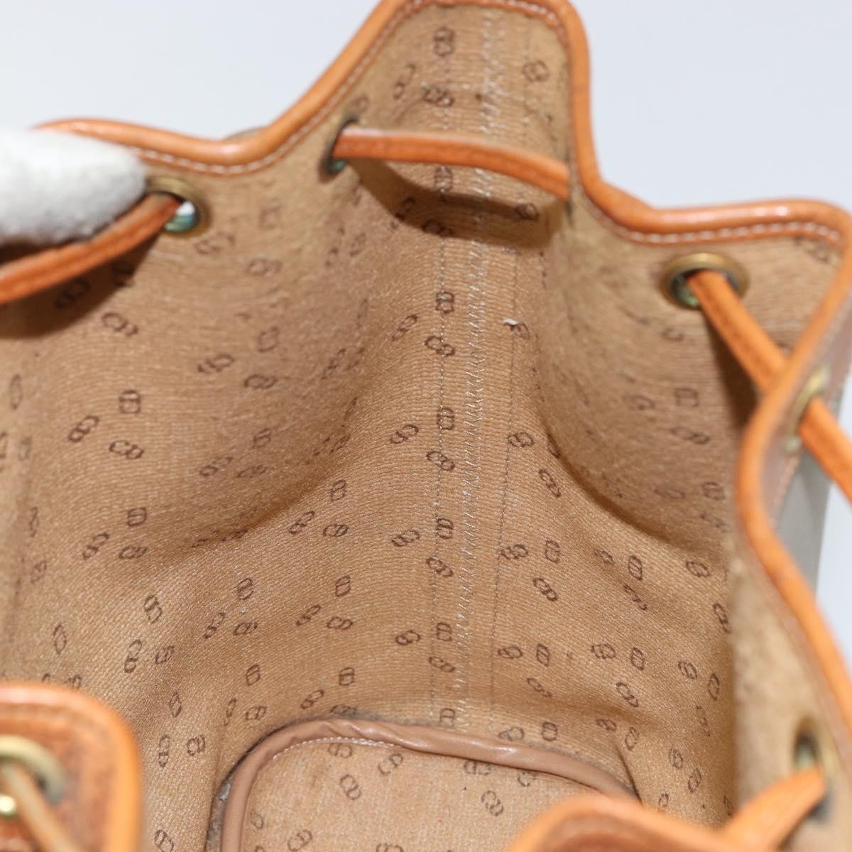 Christian Dior Drawstring Shoulder Bag Canvas and Leather, GRAY, CANVAS, Shoulder bag