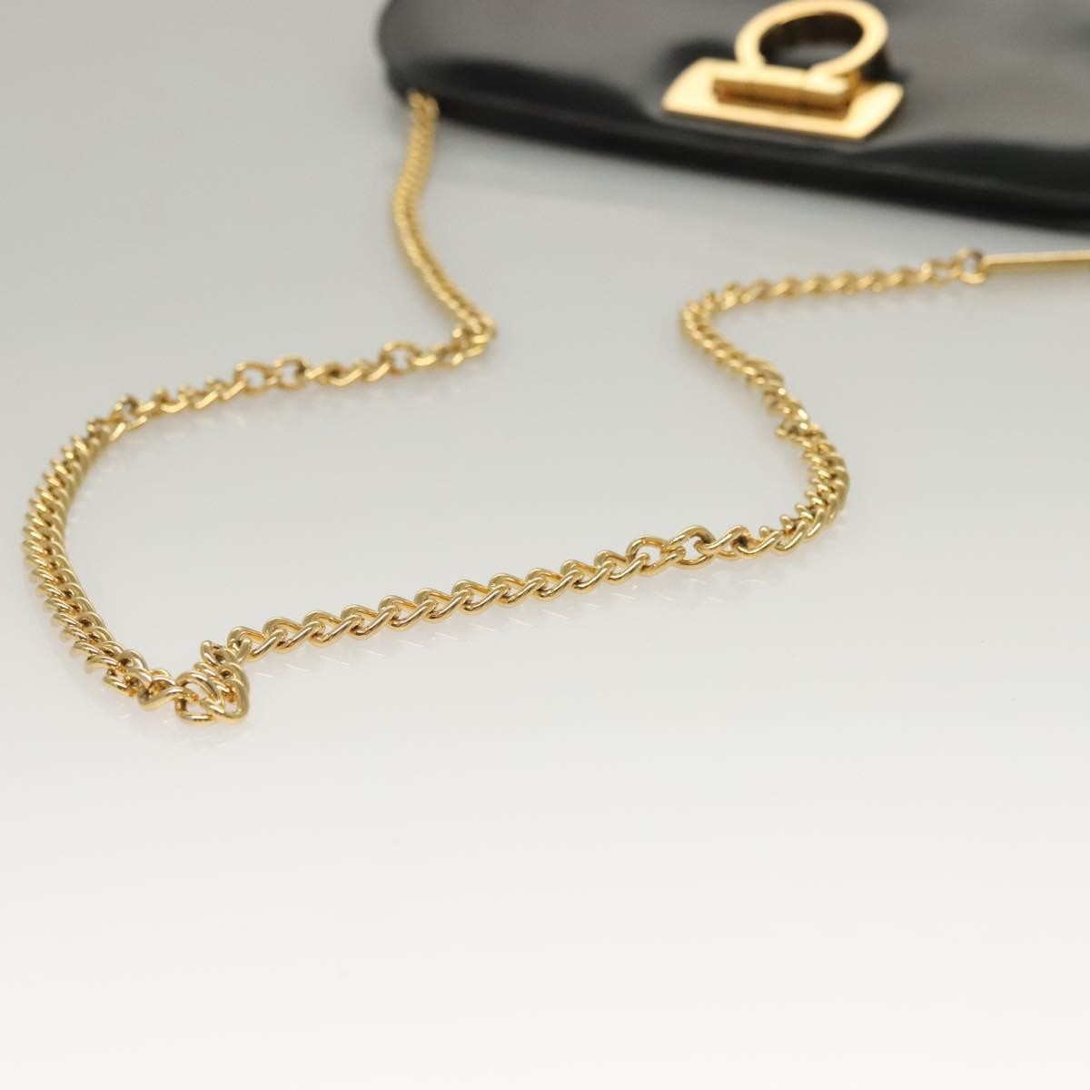 Salvatore Ferragamo Vintage Gancini Chain Shoulder Bag Patent Leather, BLACK, PATENT_LEATHER, Shoulder bag