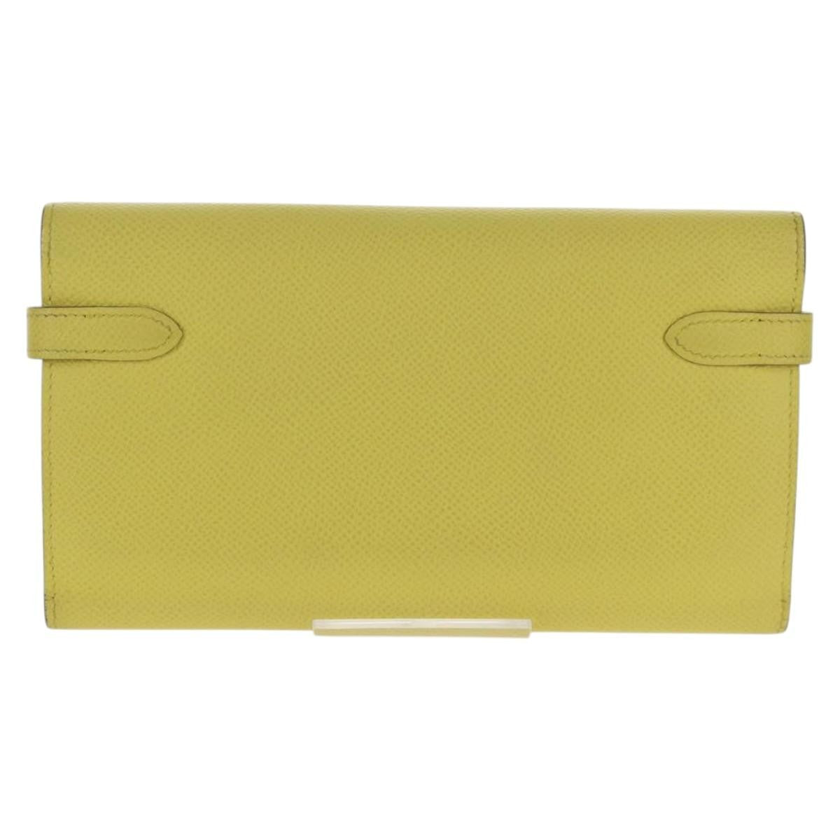 Hermes Kelly Wallet Epsom, YELLOW, LEATHER, Wallets