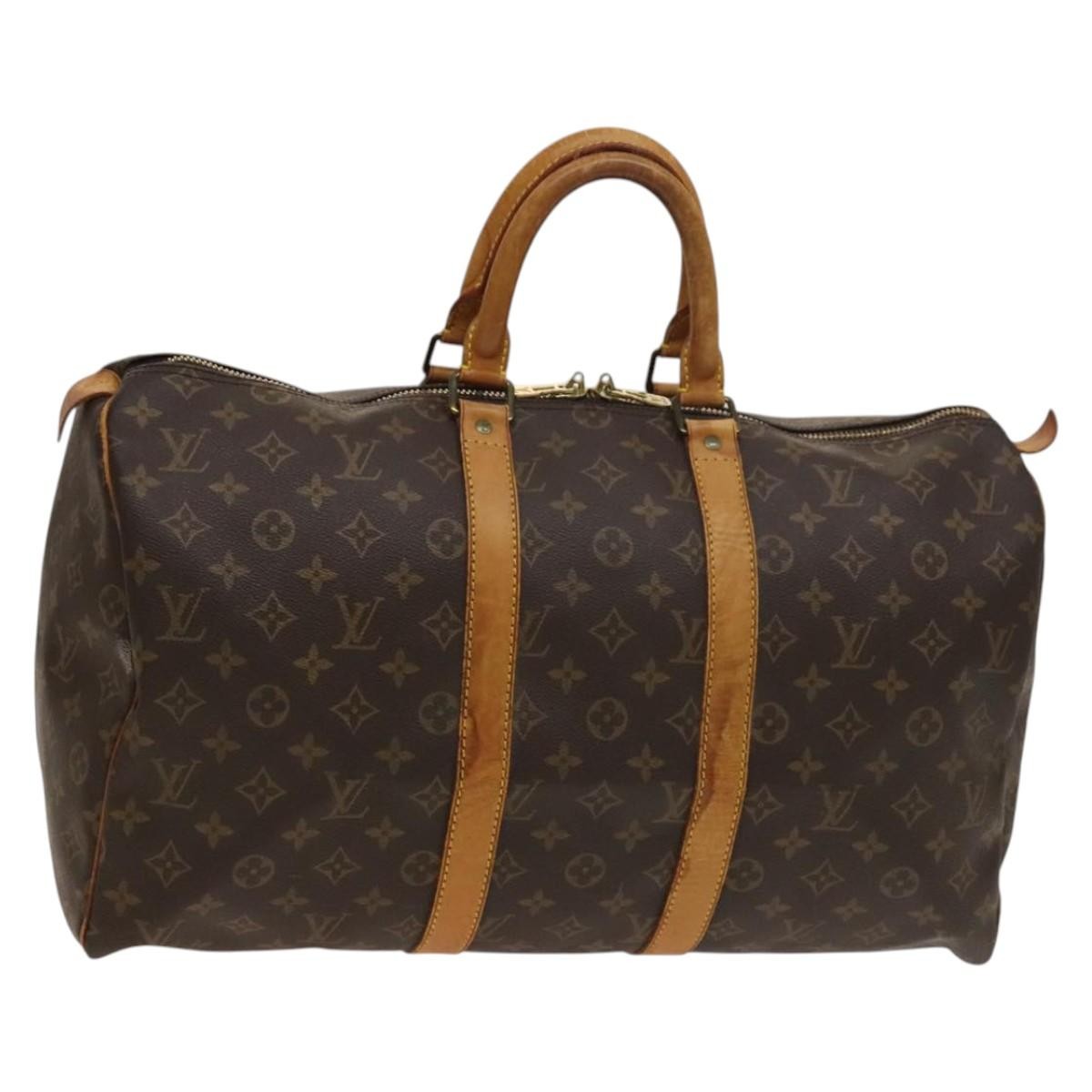 Louis Vuitton Keepall Bag Monogram Canvas, BROWN, CANVAS, Travel bag