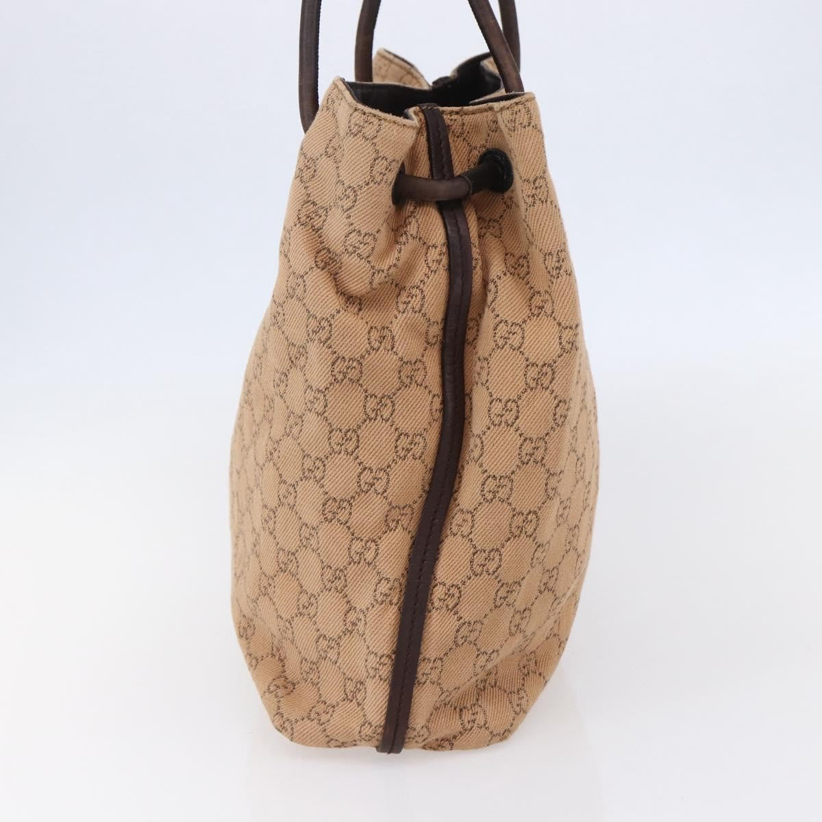 Gucci Vintage Open Shoulder Bag (Outlet) GG Canvas with Leather, BEIGE, CANVAS, Shoulder bag