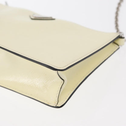 Prada Chain Crossbody Bag Vernice Saffiano Leather, WHITE, LEATHER, Shoulder bag
