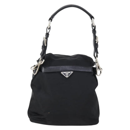 Prada Double Pocket Shoulder Bag Tessuto, BLACK, NYLON, Shoulder bag