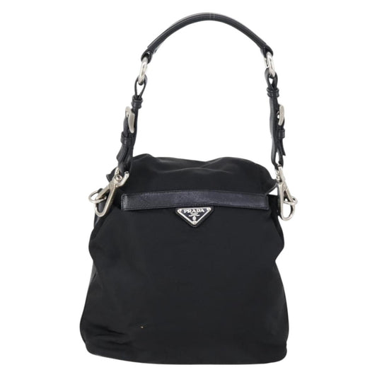 Prada Double Pocket Shoulder Bag Tessuto, BLACK, NYLON, Shoulder bag
