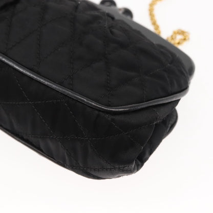 Chanel Vintage Kisslock Frame Bag Pleated Satin, BLACK, SATIN, Shoulder bag