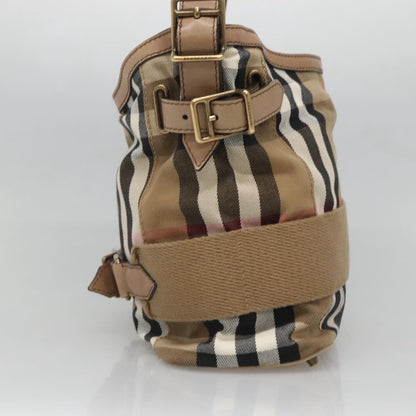 Burberry Parsons Hobo House Check Canvas and Leather, BEIGE, CANVAS, Shoulder bag