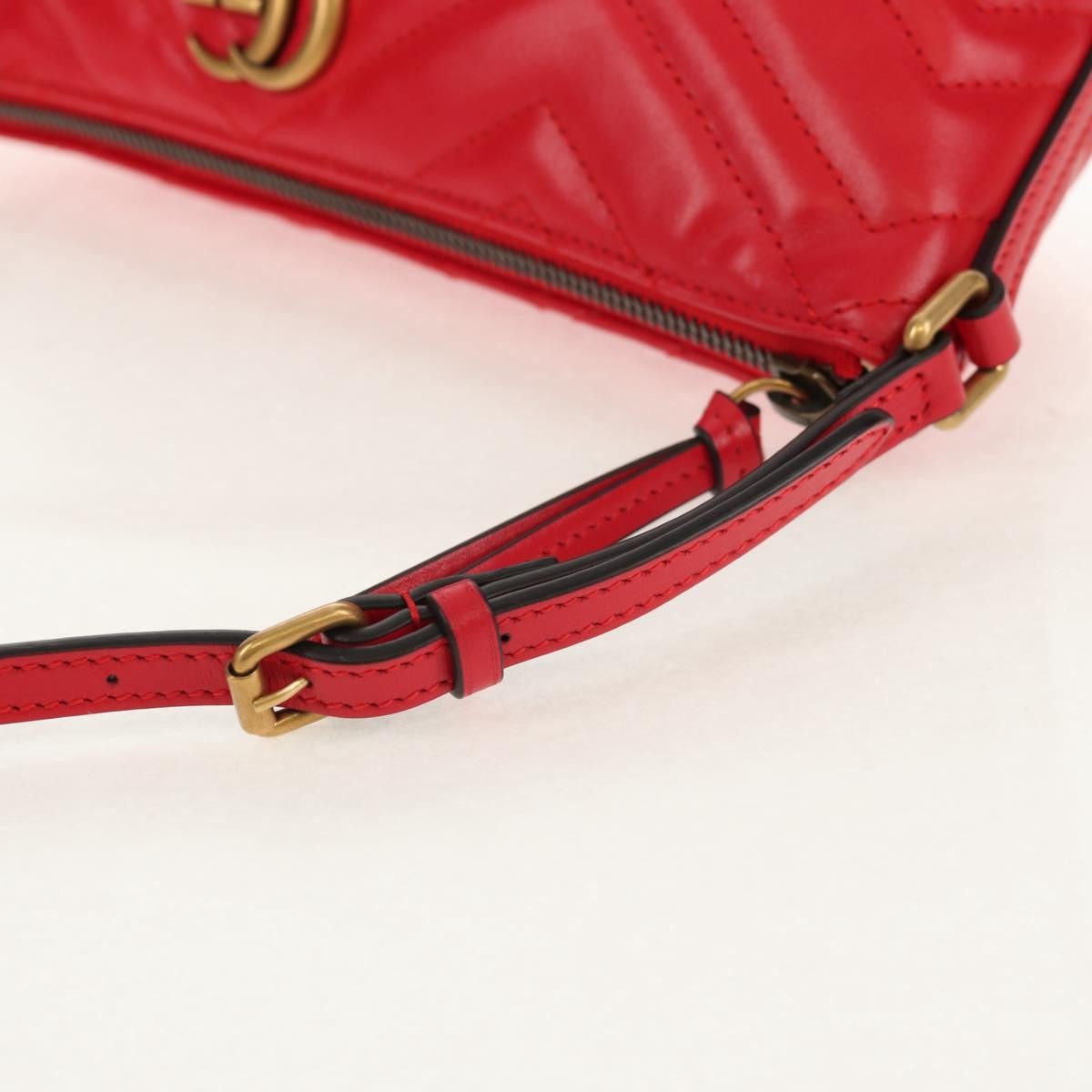 Gucci GG Marmont Pochette Shoulder Bag Matelasse Leather, RED, LEATHER, Clutche & pouche