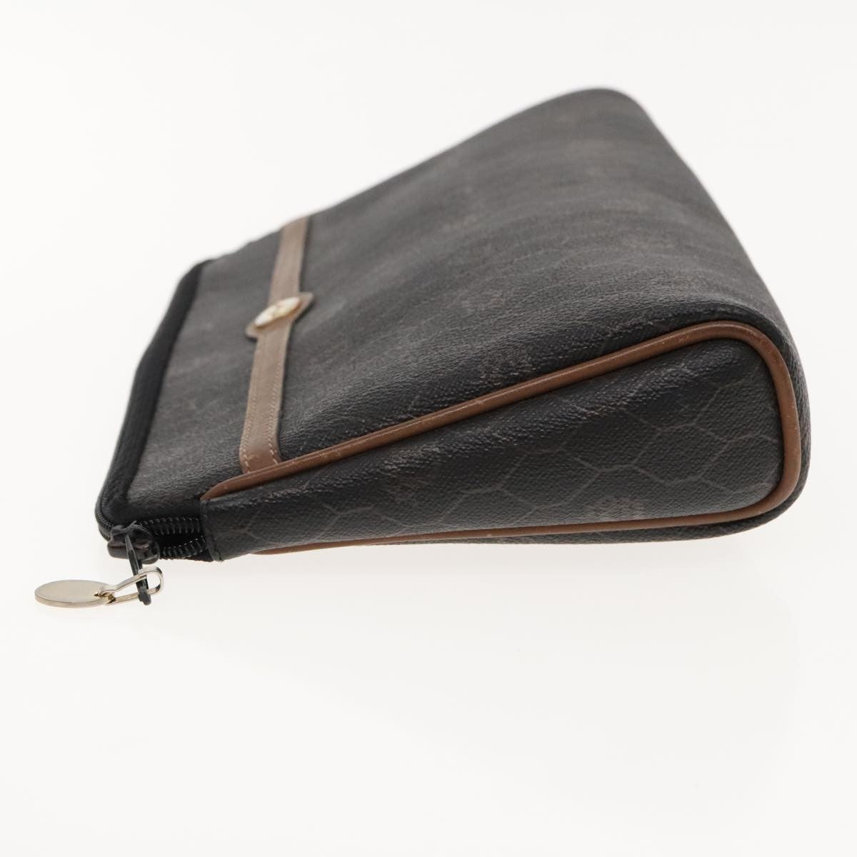 Christian Dior Vintage Honeycomb Zip Pouch Coated Canvas, BLACK, PVC, Clutche & pouche