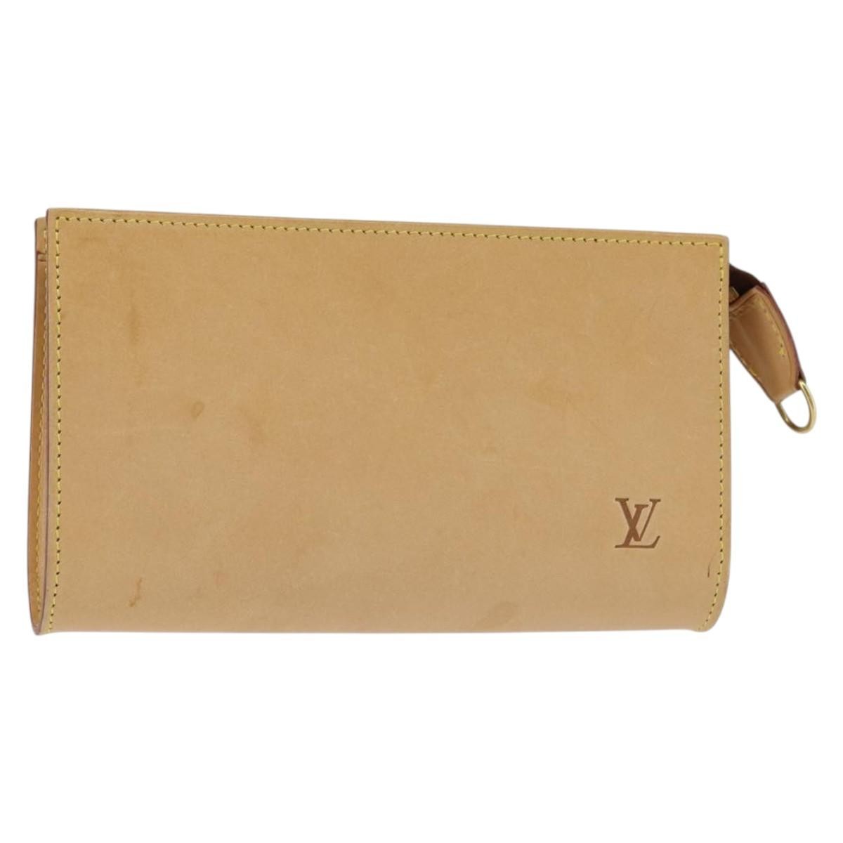 Louis Vuitton Pochette Accessoires Nomad Leather, BEIGE, LEATHER, Clutche & pouche