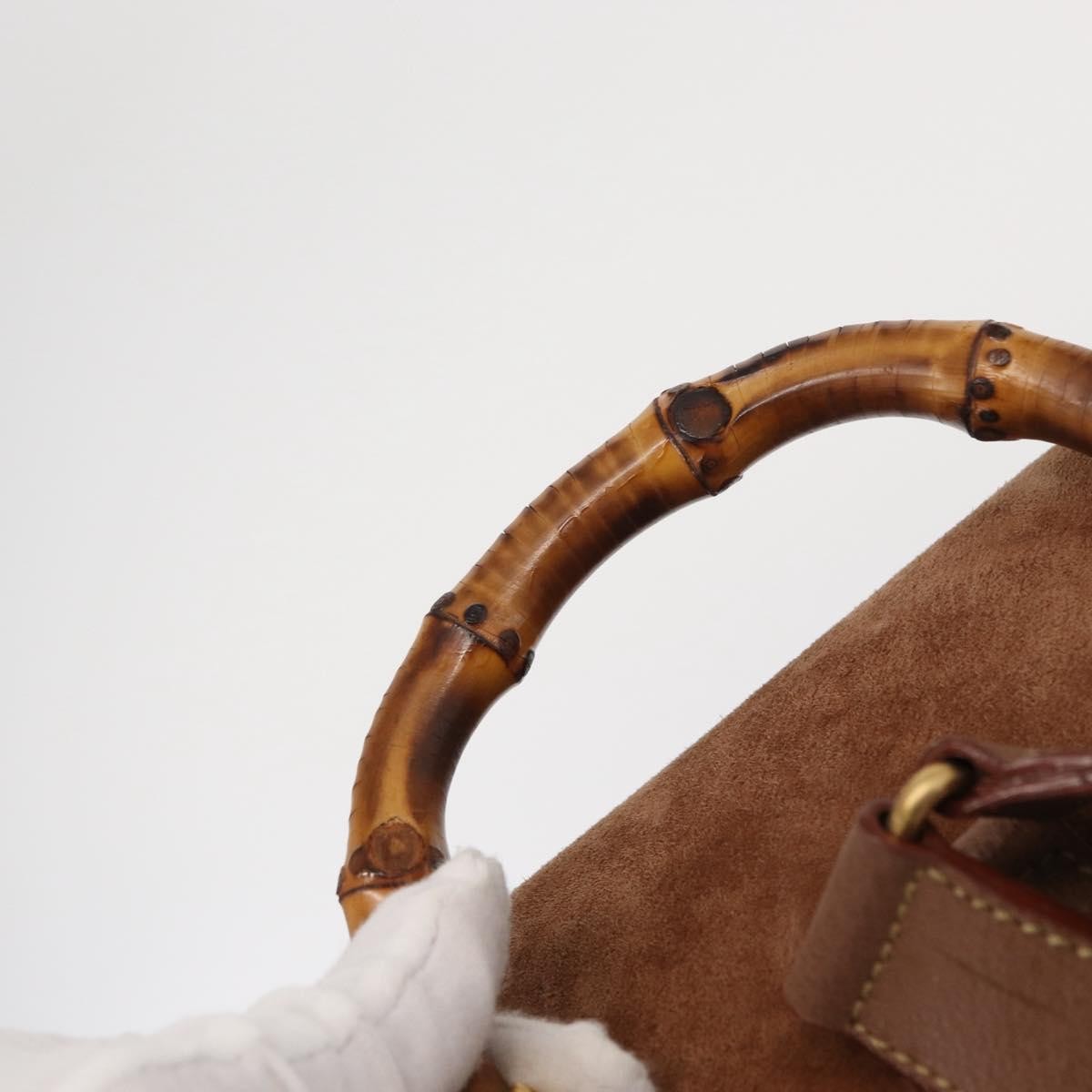 Gucci Vintage Bamboo Backpack Suede, BROWN, SUEDE, Backpack