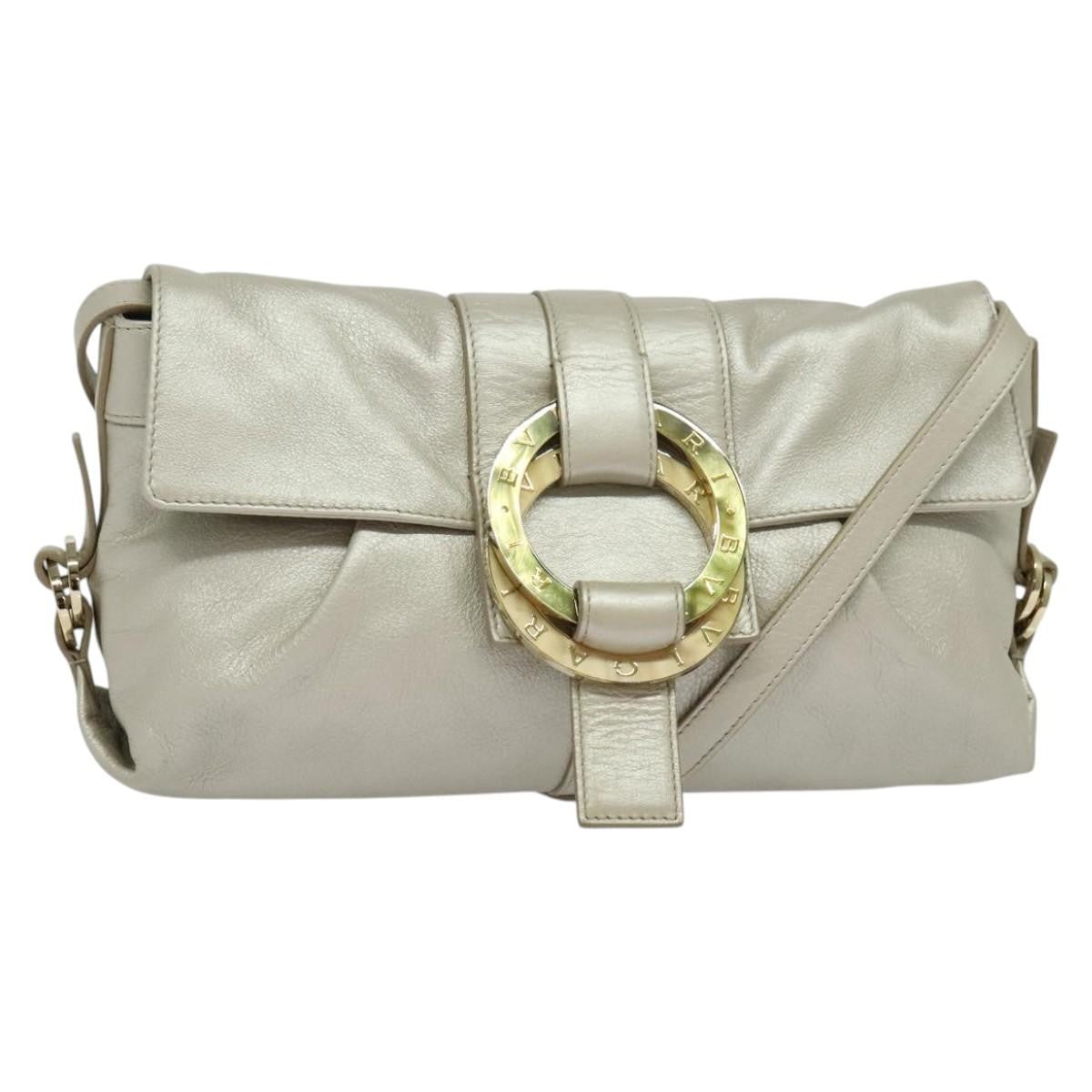 Bvlgari Chandra Flap Shoulder Bag Leather, SILVER, LEATHER, Shoulder bag