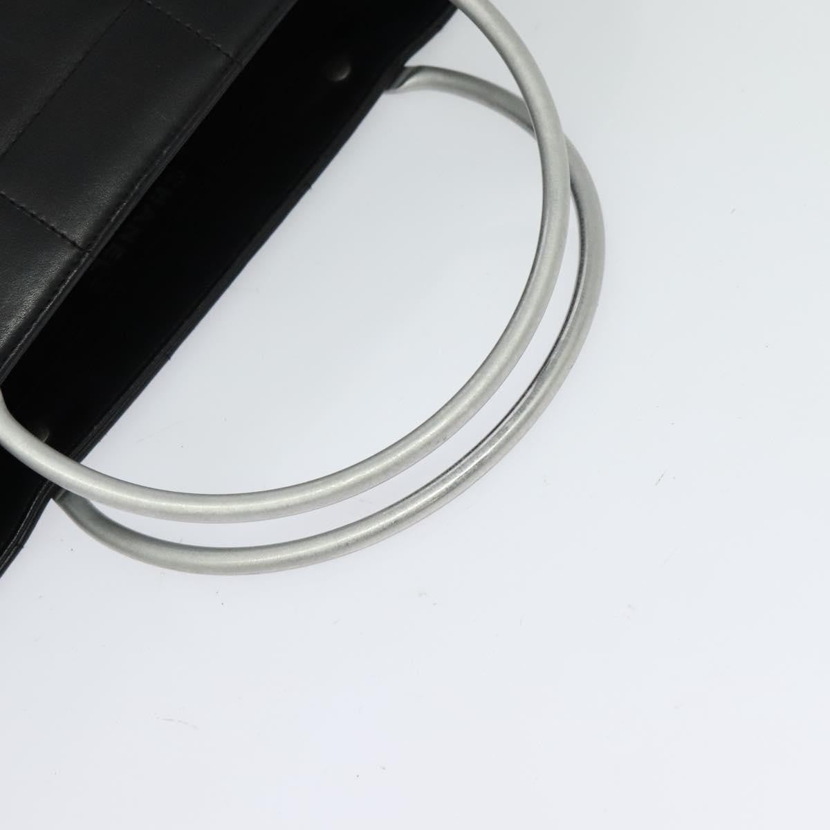 Chanel Vintage Chocolate Bar Metal Ring Tote Quilted Lambskin, BLACK, LEATHER, Tote bag