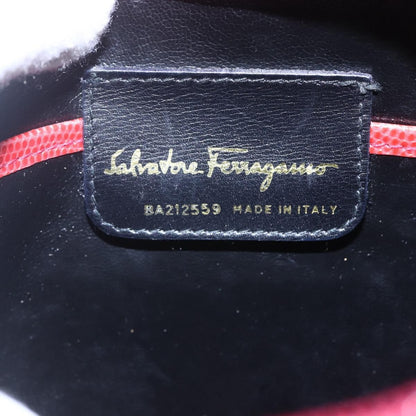 Salvatore Ferragamo Vala Shoulder Bag Embossed Leather, RED, LEATHER, Shoulder bag