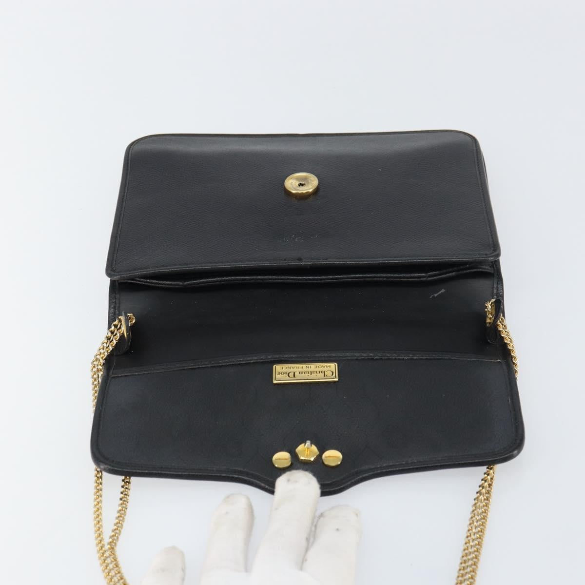 Christian Dior Vintage CD Chain Flap Shoulder Bag Leather, BLACK, LEATHER, Shoulder bag