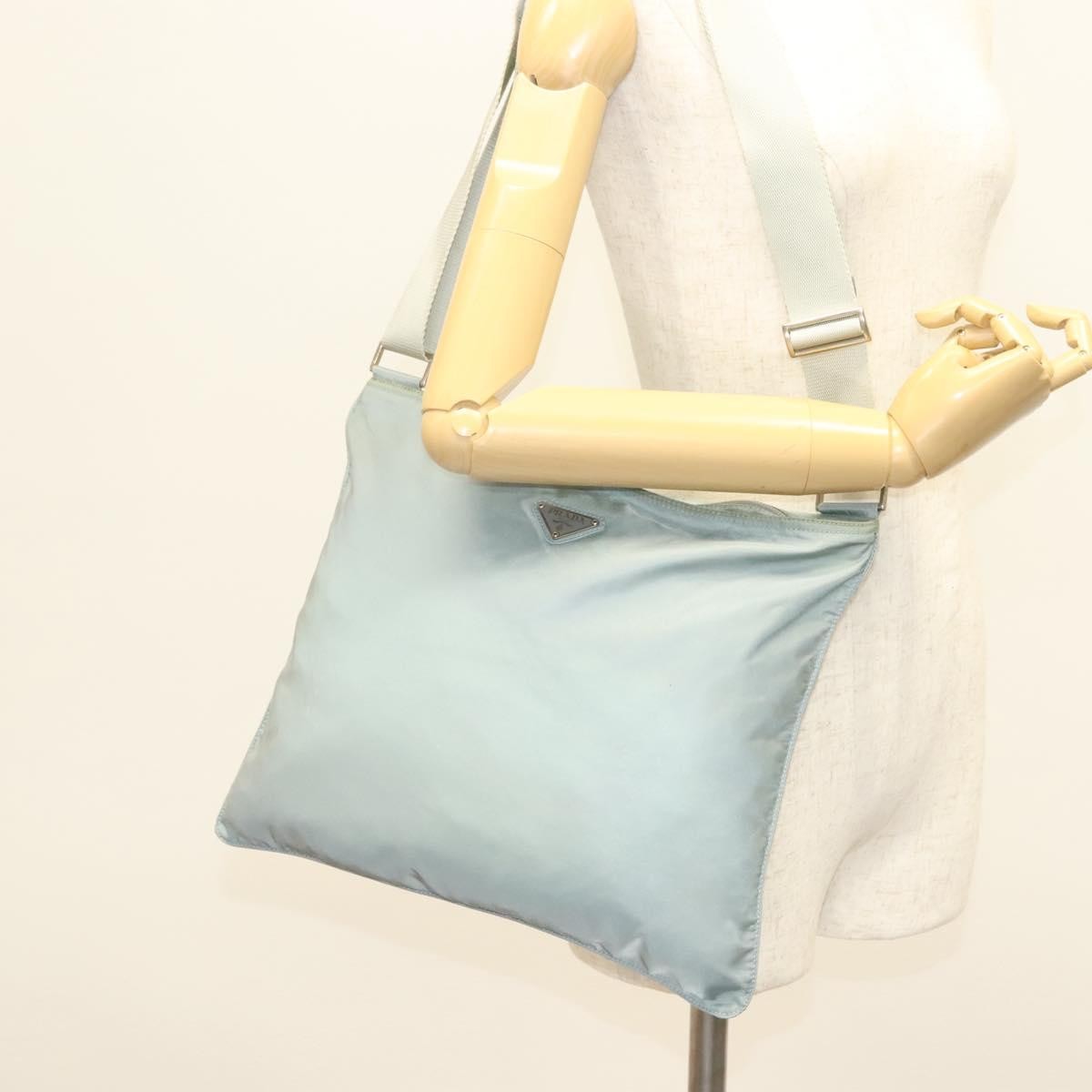 Prada Flat Messenger Bag Tessuto, BLUE, NYLON, Shoulder bag