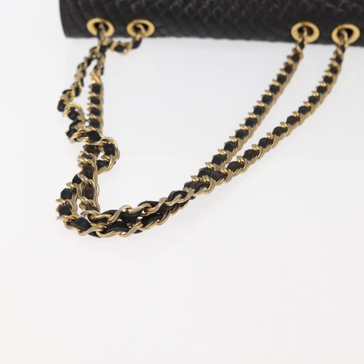 Bally Vintage Chain Shoulder Bag Quilted Leather, BLACK, LEATHER, Shoulder bag