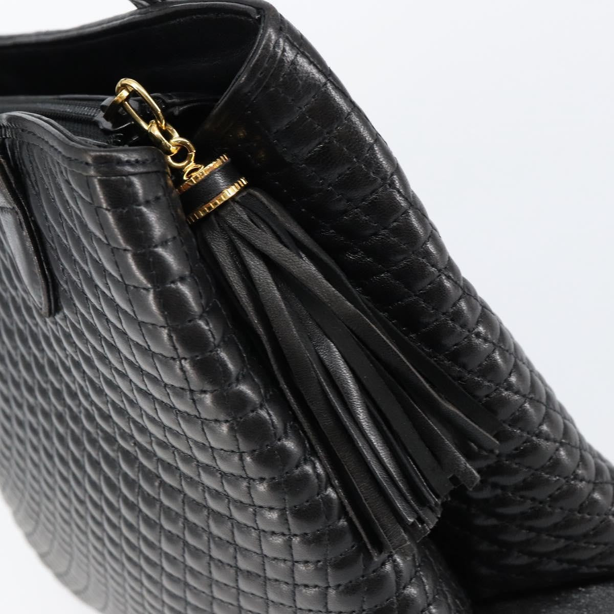 Bally Vintage Handbag Quilted Leather, BLACK, LEATHER, Handbag