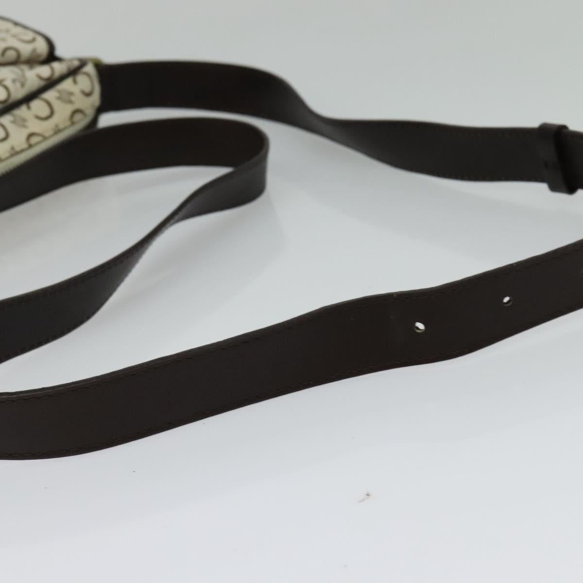 Celine Vintage Macadam Shoulder Bag Canvas and Leather, WHITE, CANVAS, Clutche & pouche