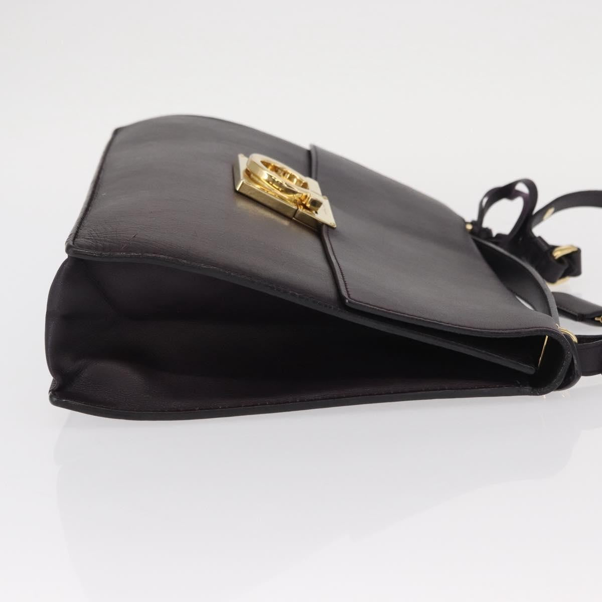 Salvatore Ferragamo Gancini Shoulder Bag Leather, PURPLE, LEATHER, Shoulder bag