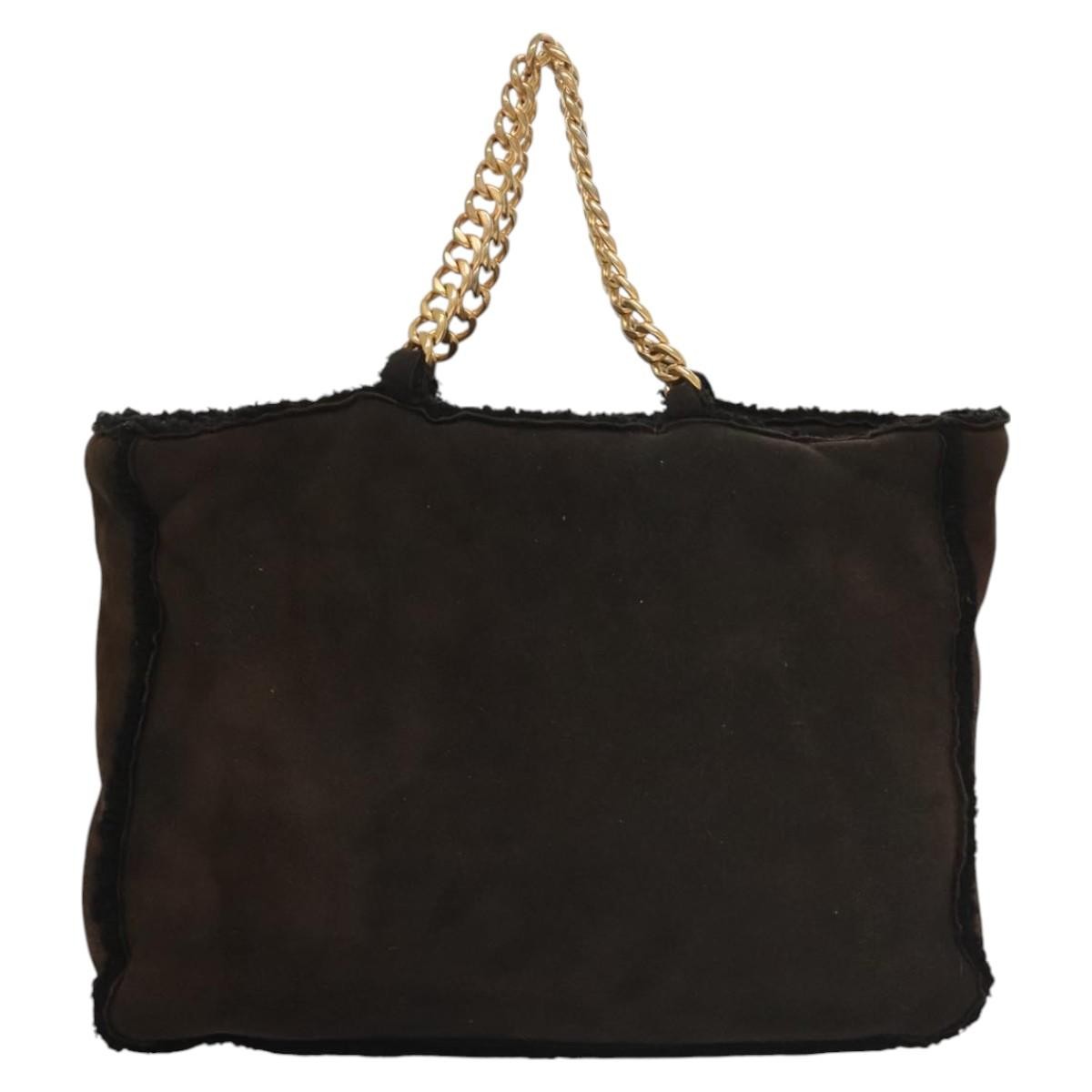 Chanel Chain Handle Bag Leather, BROWN, LEATHER, Tote bag