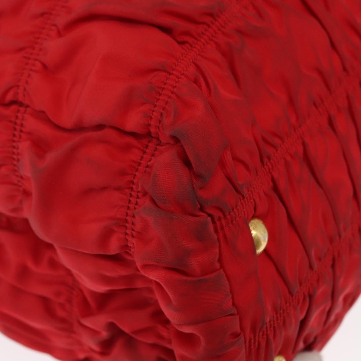 Prada Gaufre Convertible Tote Leather and Tessuto, RED, NYLON, Handbag