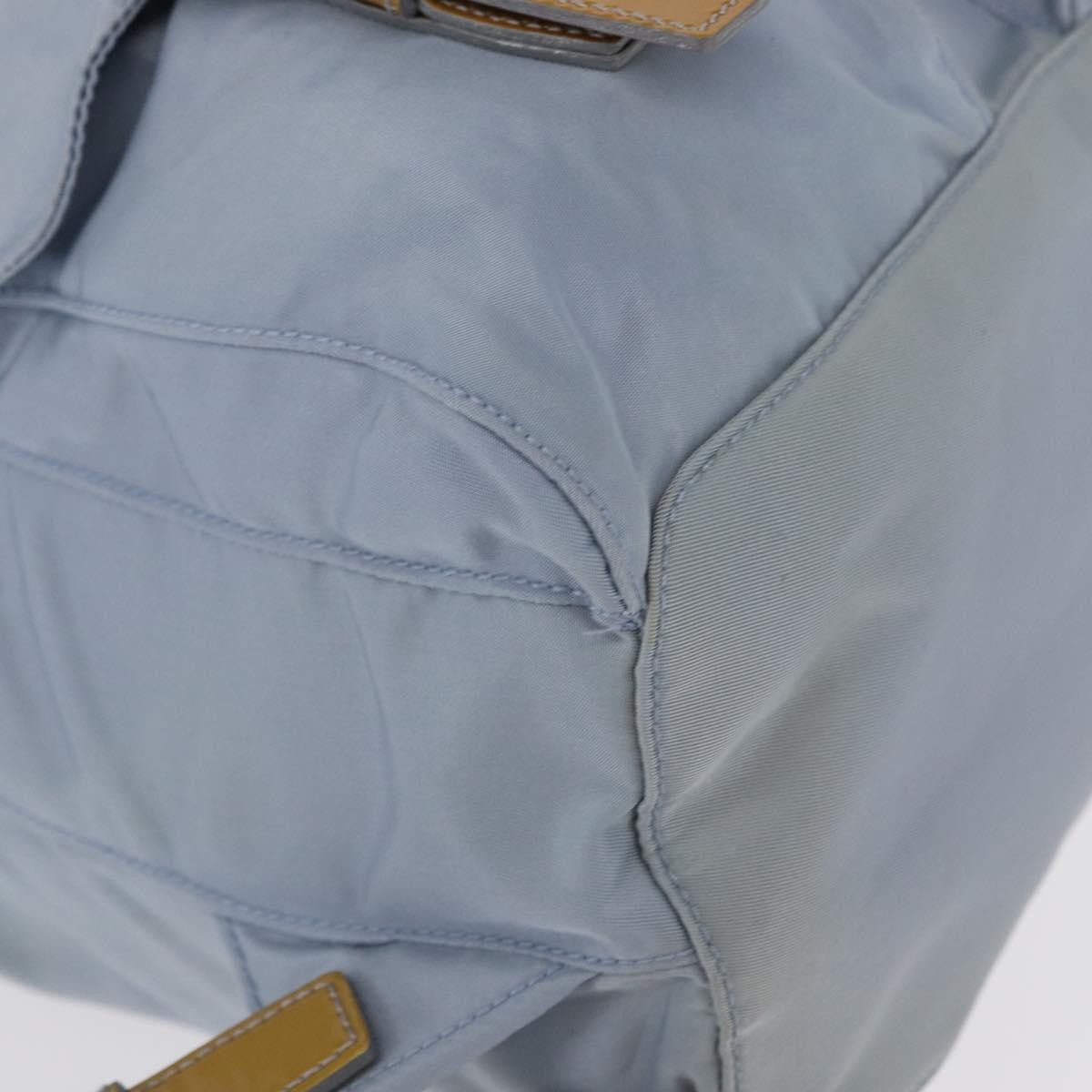 Prada Vela Double Front Pocket Backpack Tessuto with Saffiano Leather, BLUE, NYLON, Backpack