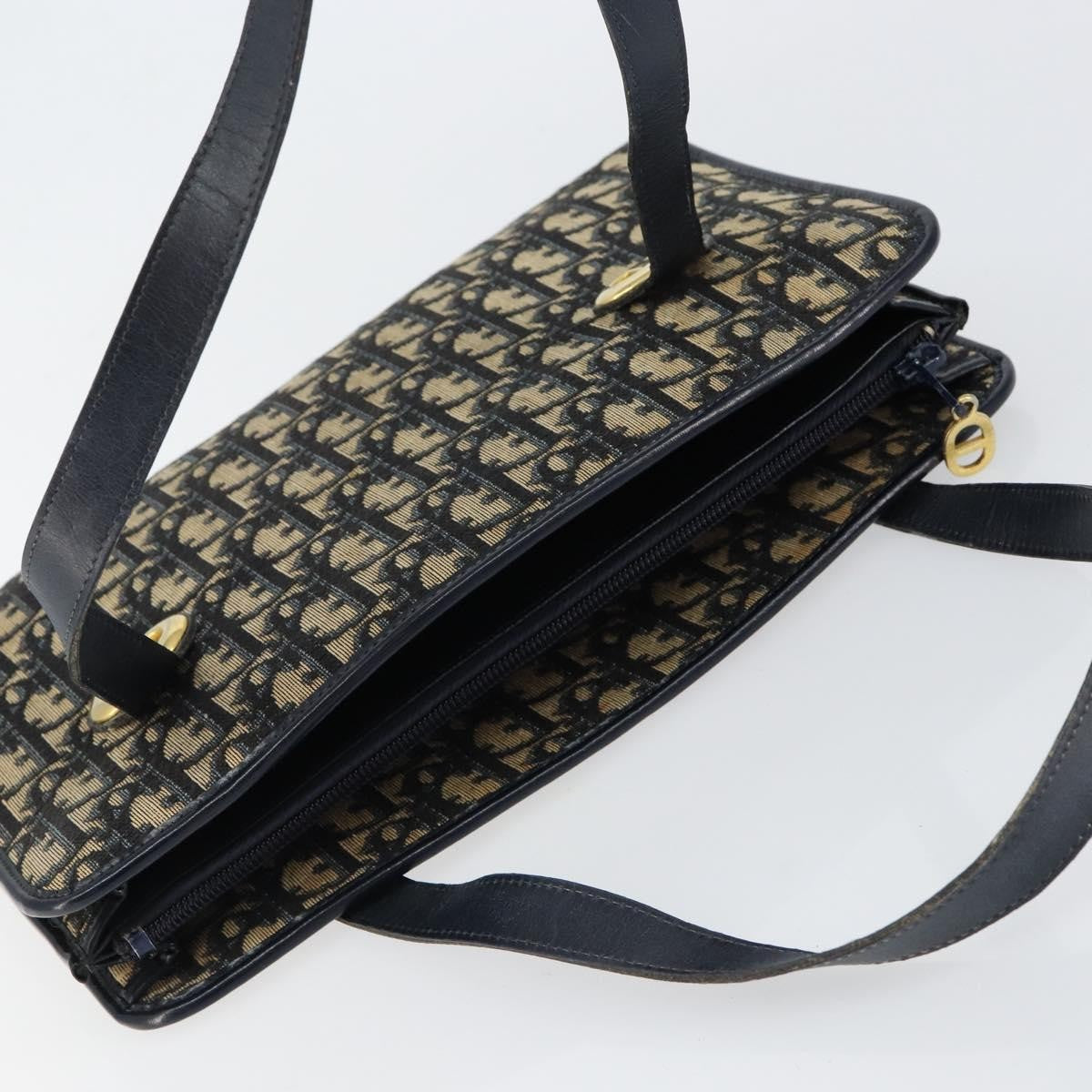 Christian Dior Vintage CD Trotter Handbag Canvas, NAVY, CANVAS, Handbag