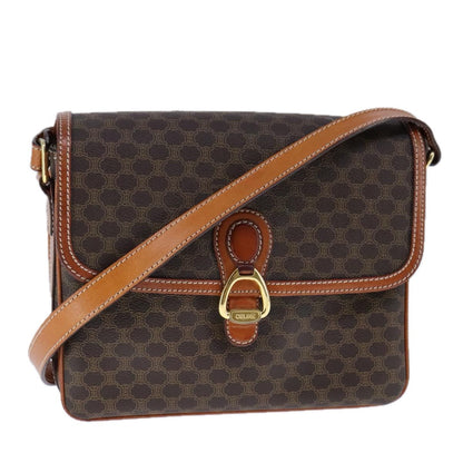 Celine Macadam Shoulder Bag PVC Leather, BROWN, CANVAS, Shoulder bag