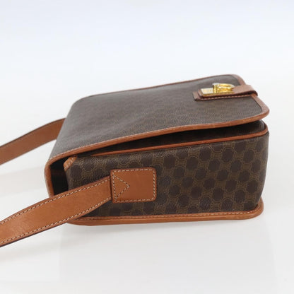 Celine Vintage Macadam Shoulder Bag Canvas and Leather, BROWN, CANVAS, Shoulder bag