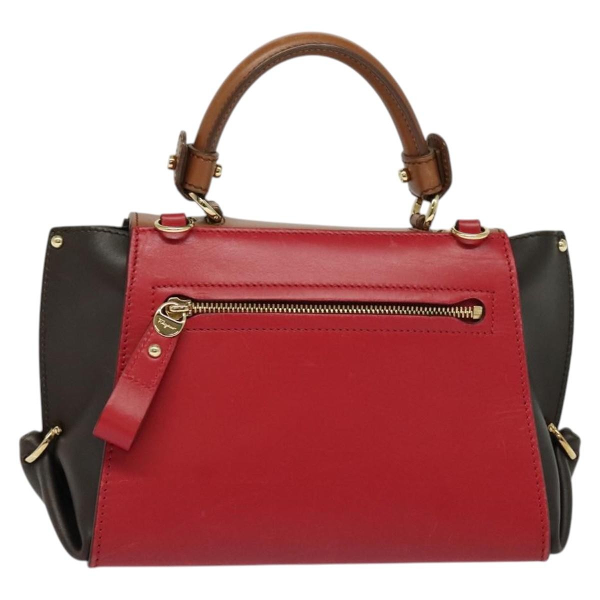 Salvatore Ferragamo Sofia Satchel Leather, RED, LEATHER, Handbag