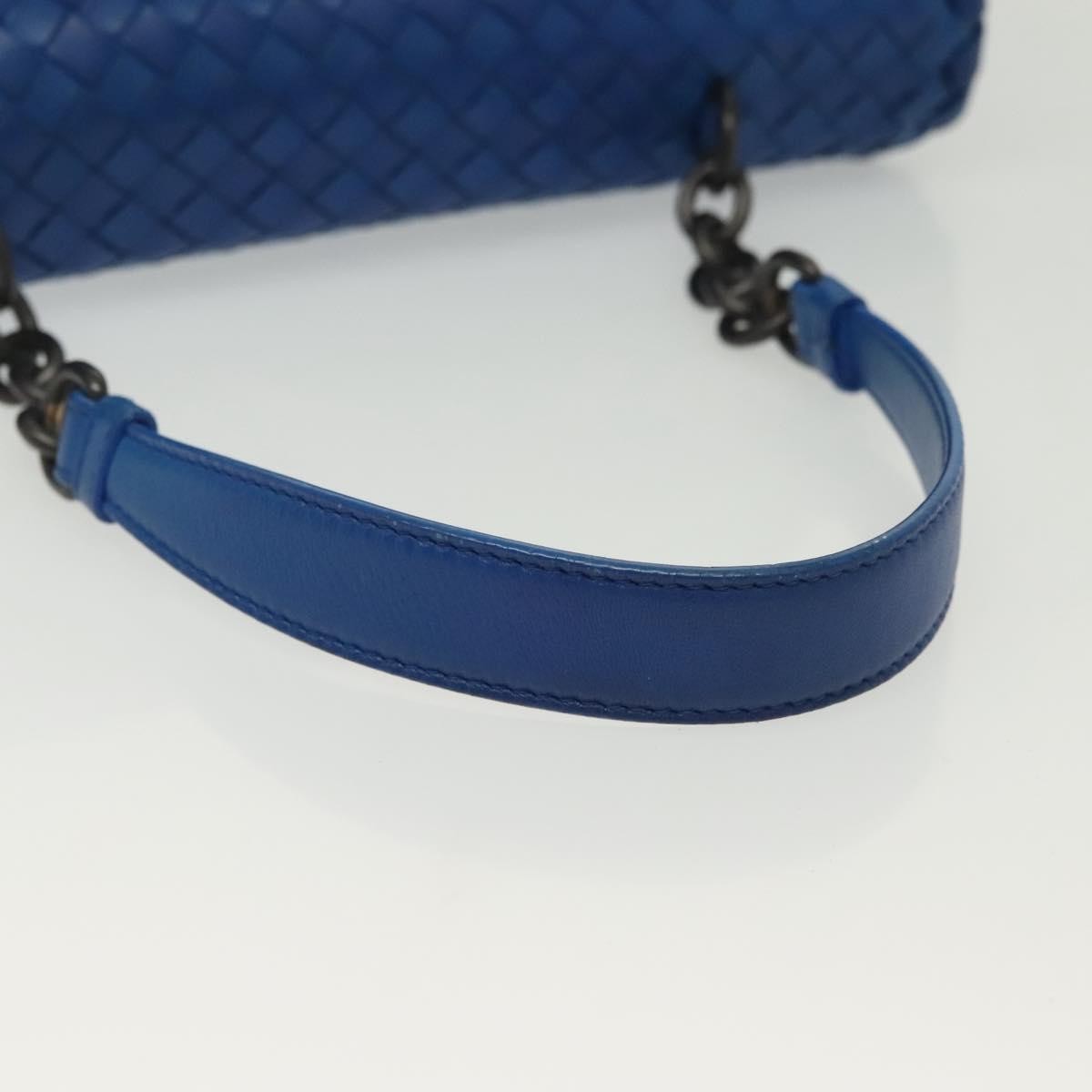 Bottega Veneta Olimpia Shoulder Bag Intrecciato Nappa, BLUE, LEATHER, Shoulder bag