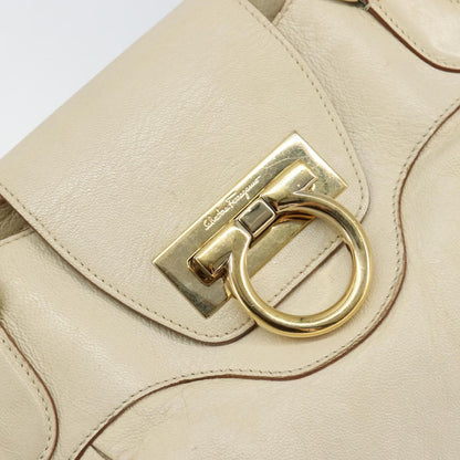 Salvatore Ferragamo Gancini handbag Leather, WHITE, LEATHER, Handbag