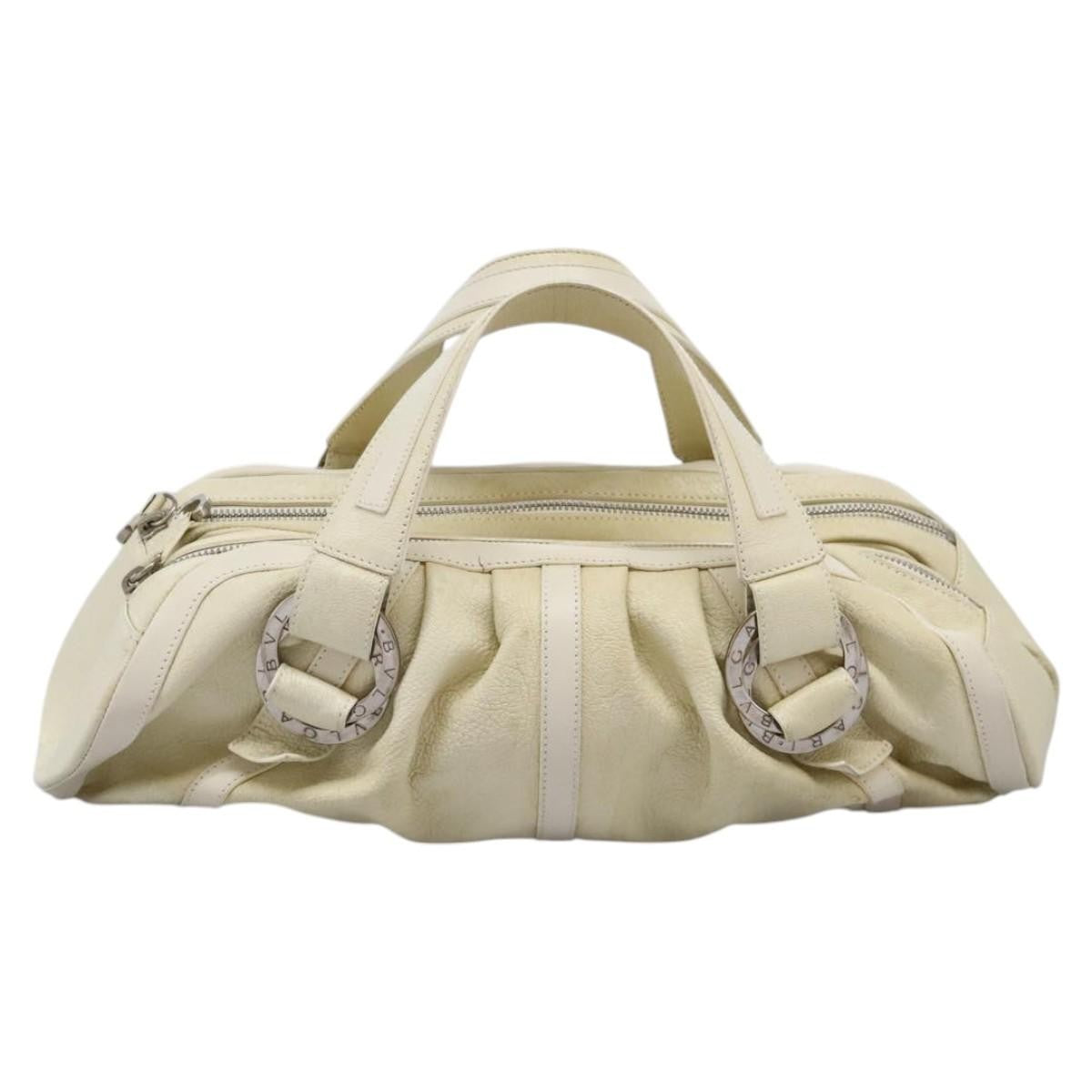 Bvlgari Chandra Top Handle Bag Leather, ECRU, LEATHER, Handbag