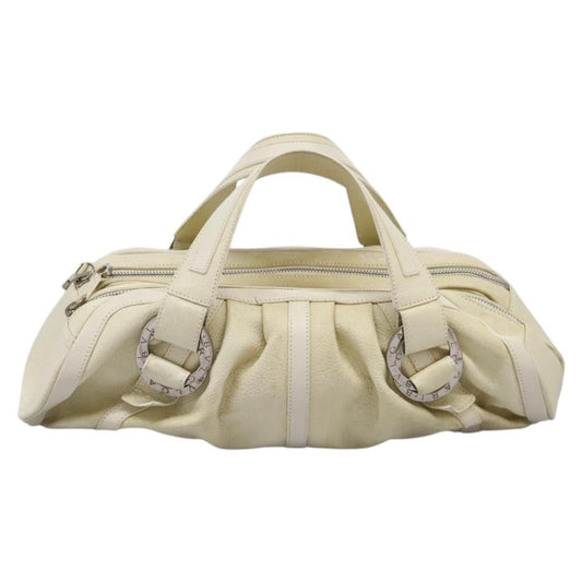 Bvlgari Chandra Top Handle Bag Leather, ECRU, LEATHER, Handbag