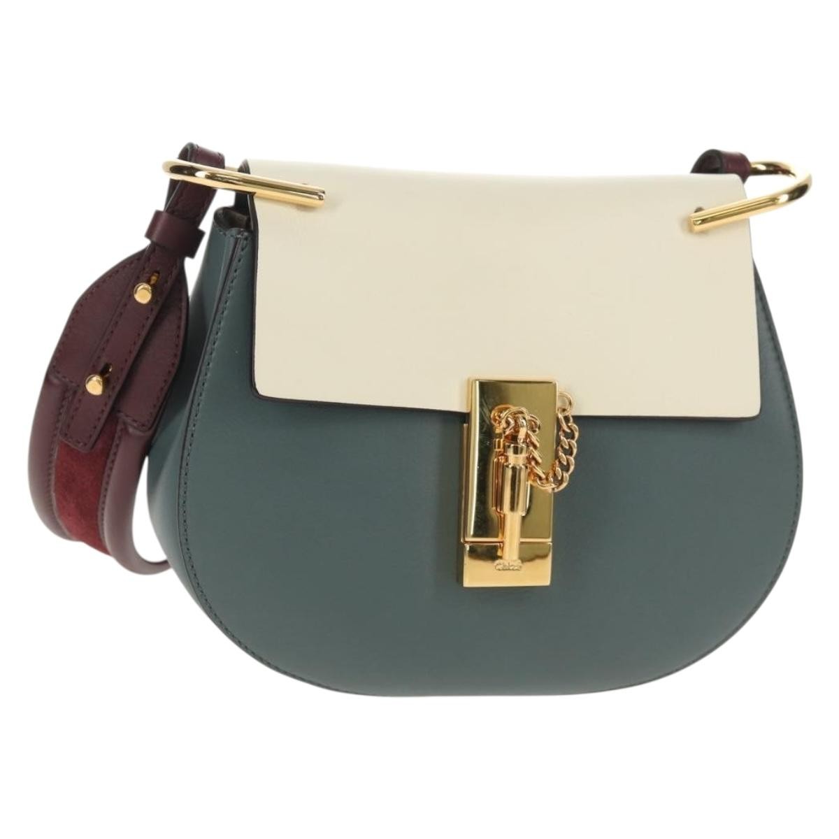 Chloe Drew Shoulder Bag Leather, BLUE, LEATHER, Shoulder bag