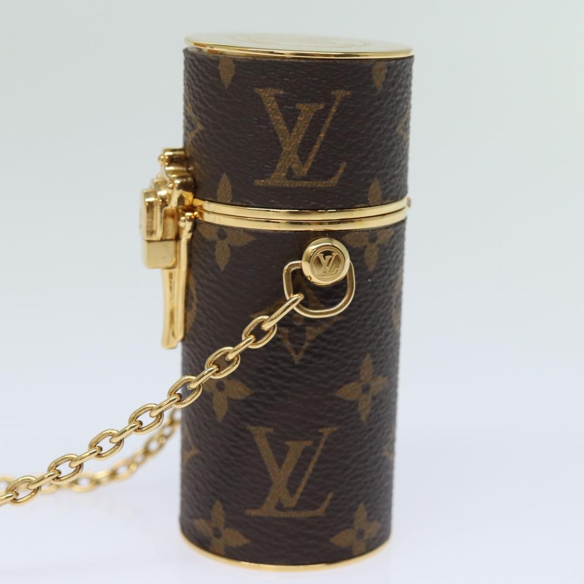 Louis Vuitton Lipstick Case on Chain Monogram Canvas, BROWN, CANVAS, Clutche & pouche