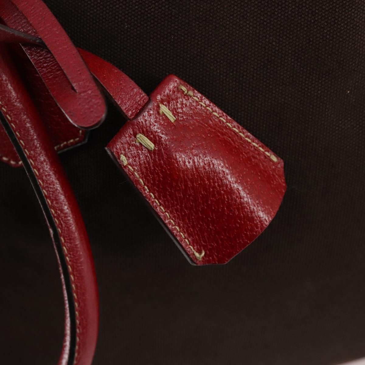 Prada Bowler Bag Canvas with Leather, BROWN, CANVAS, Travel bag