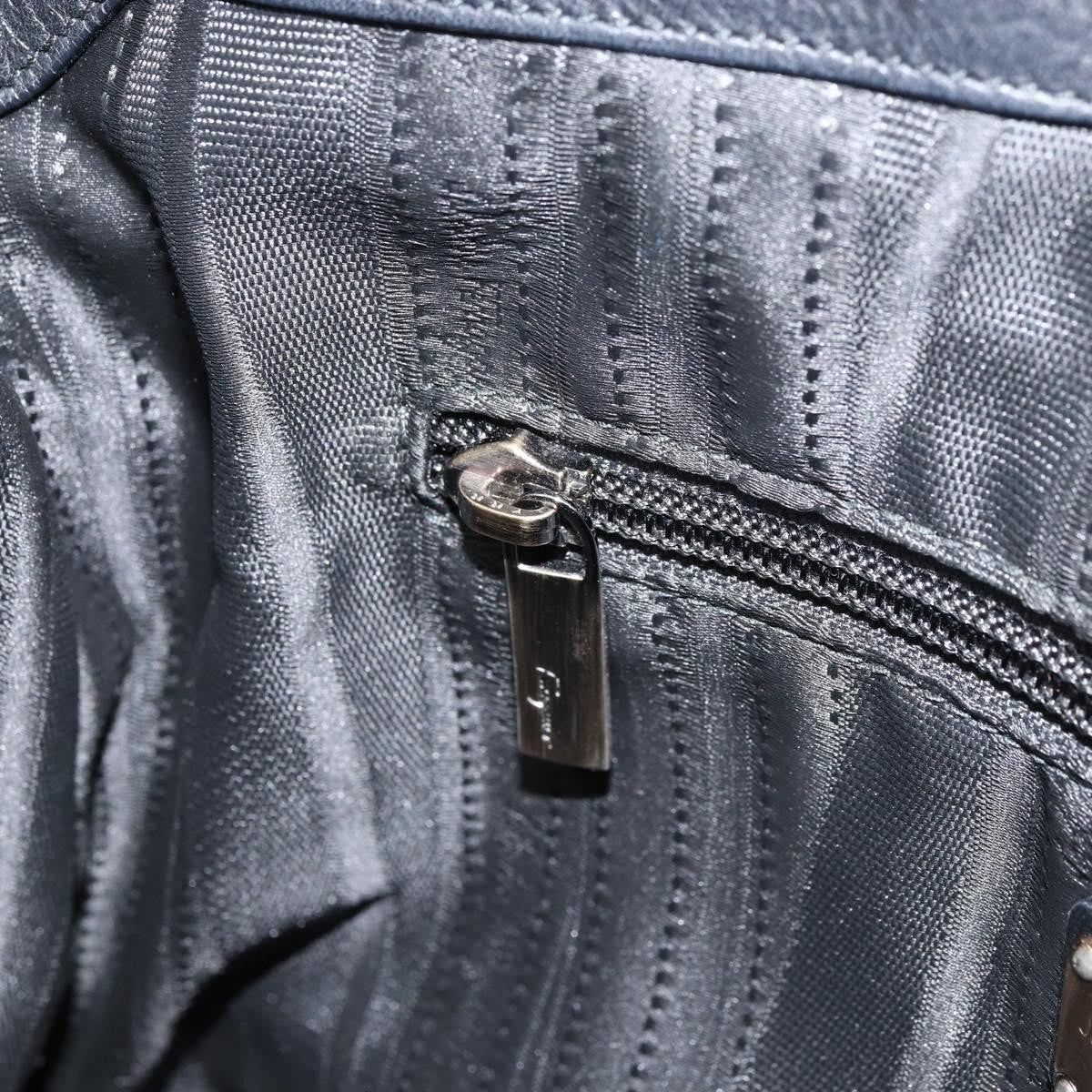 Salvatore Ferragamo Gancini handbag Leather, BLACK, LEATHER, Handbag