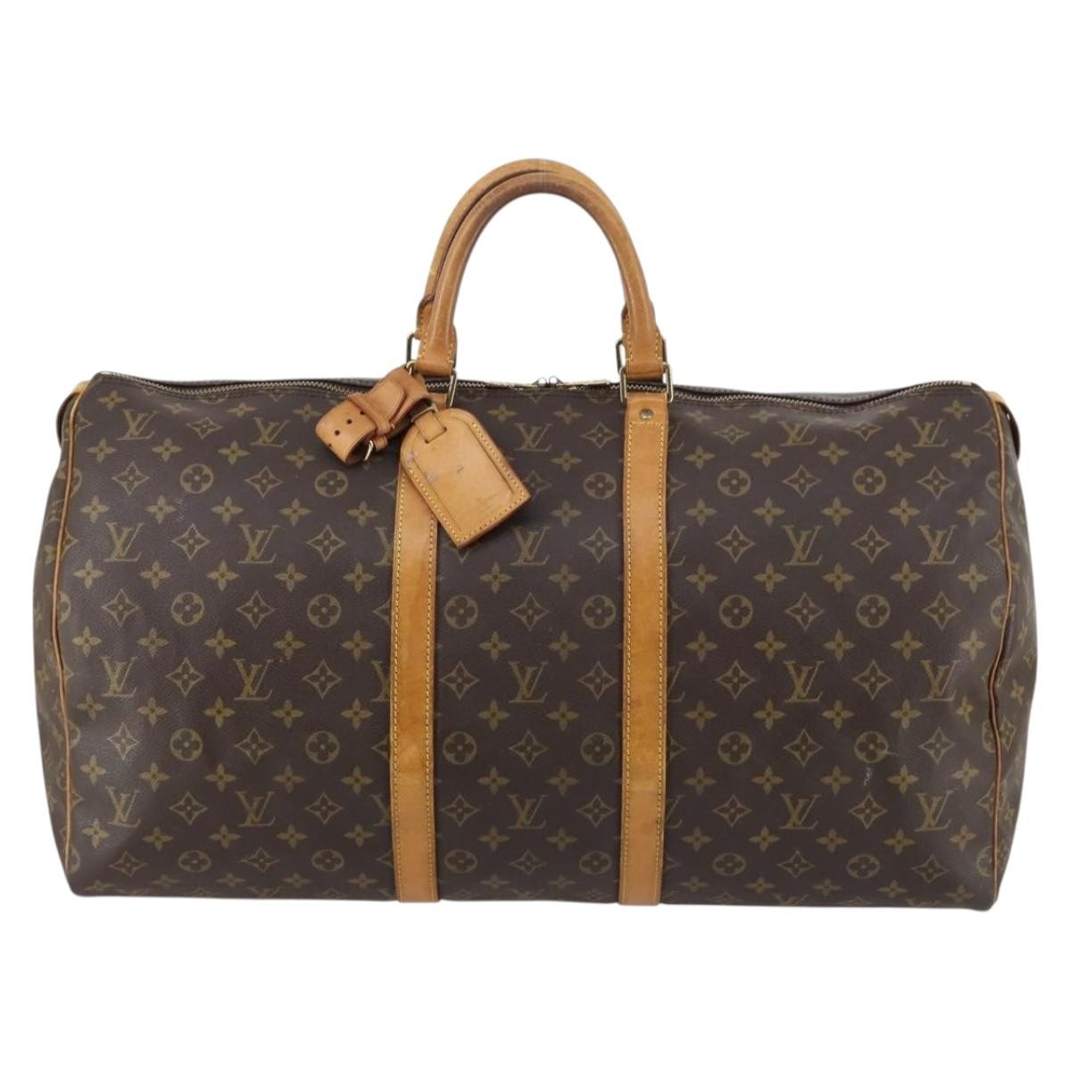 Louis Vuitton Keepall Bag Monogram Canvas, BROWN, CANVAS, Handbag