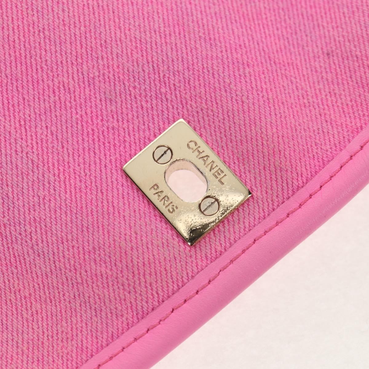 Chanel Flap Messenger Bag Quilted Denim, PINK, CANVAS, Shoulder bag