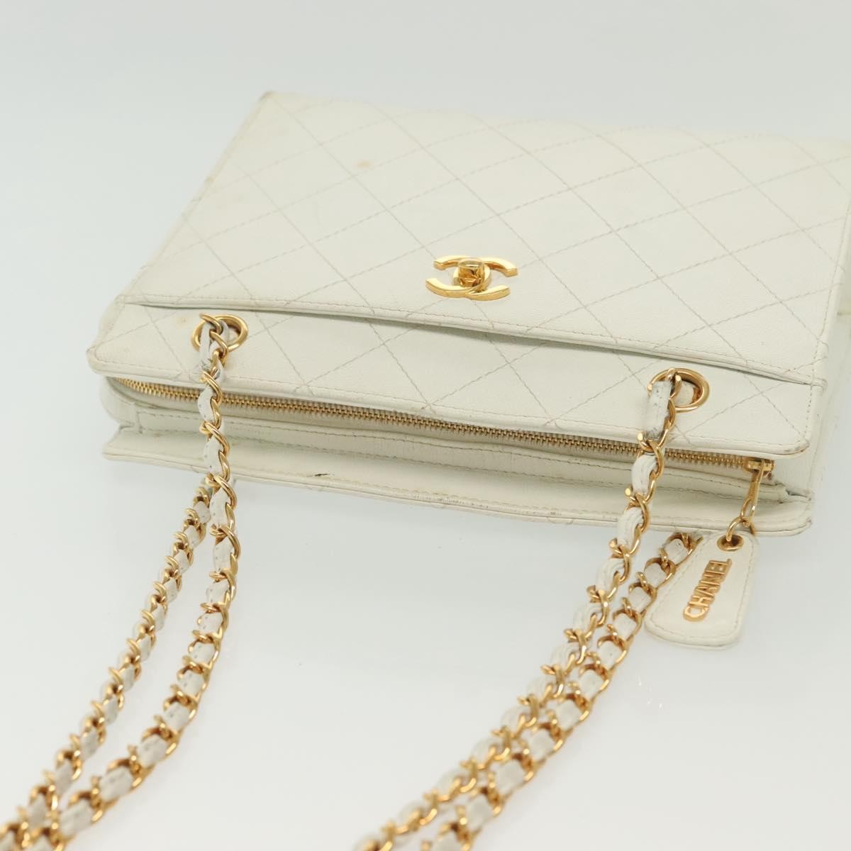 Chanel CC Shoulder Bag Quilted Caviar, WHITE, LEATHER, Shoulder bag
