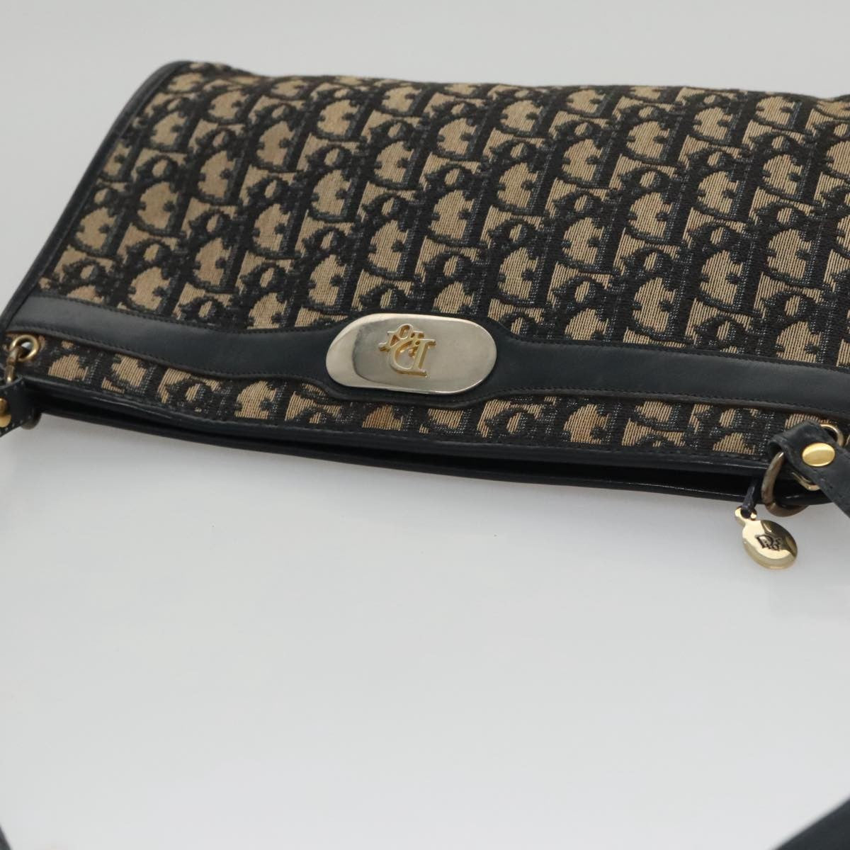 Christian Dior Vintage Trotter Shoulder Bag Canvas, NAVY, CANVAS, Shoulder bag