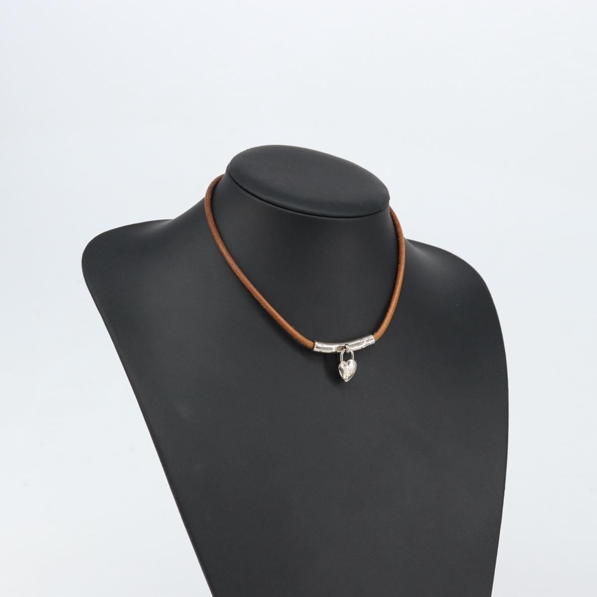 Hermes Annee Mediterranee Cadena Charm Necklace Metal and Leather, BROWN, LEATHER, Necklace