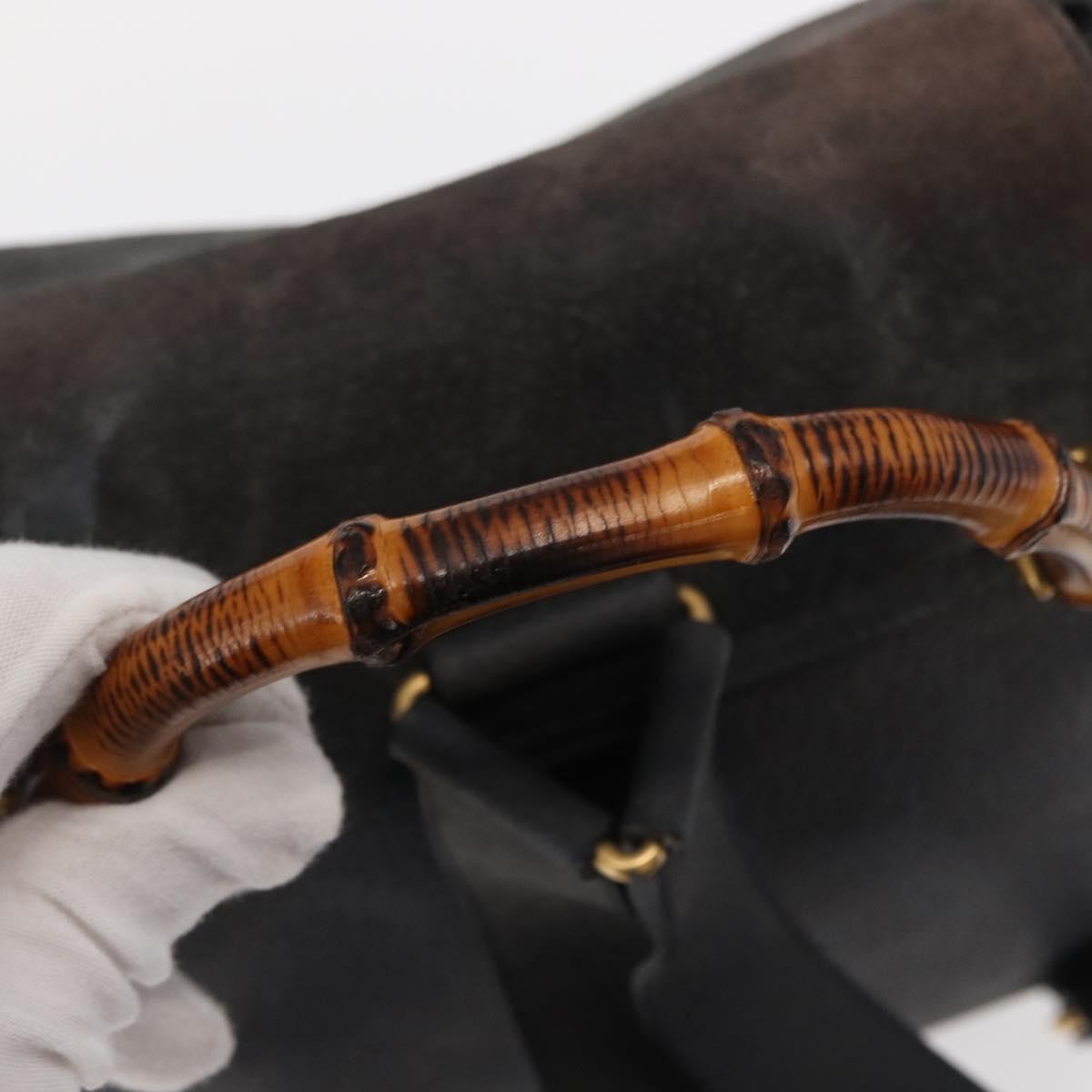 Gucci Vintage Bamboo Backpack Suede, NAVY, SUEDE, Backpack