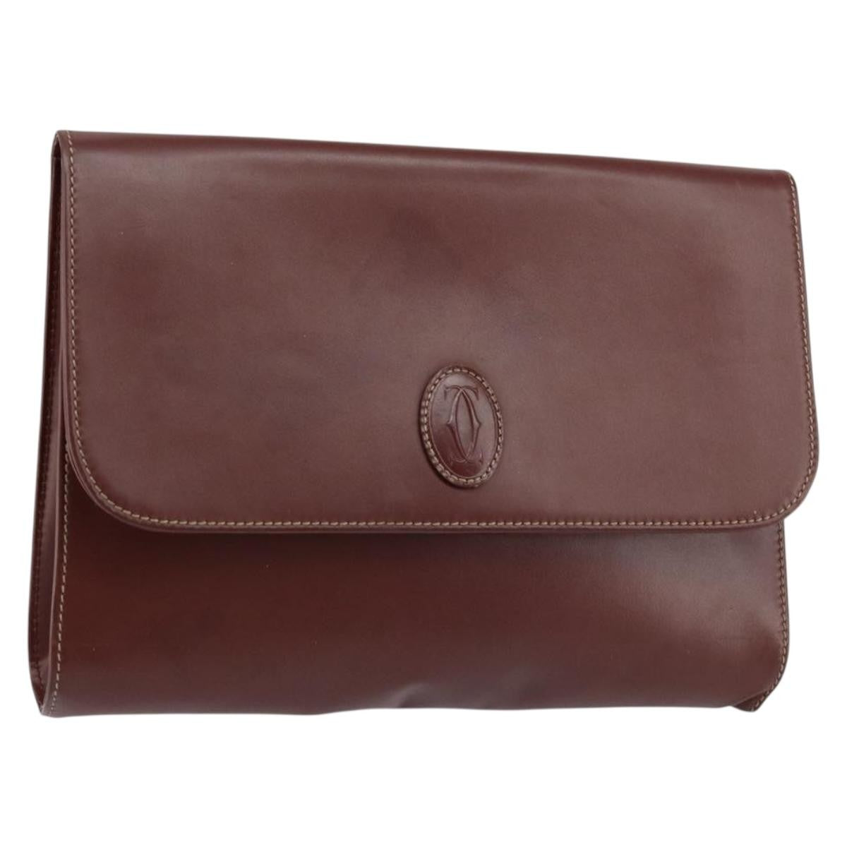 cartier Must de Cartier Clutch bag Leather, BURGUNDY, LEATHER, Clutche & pouche