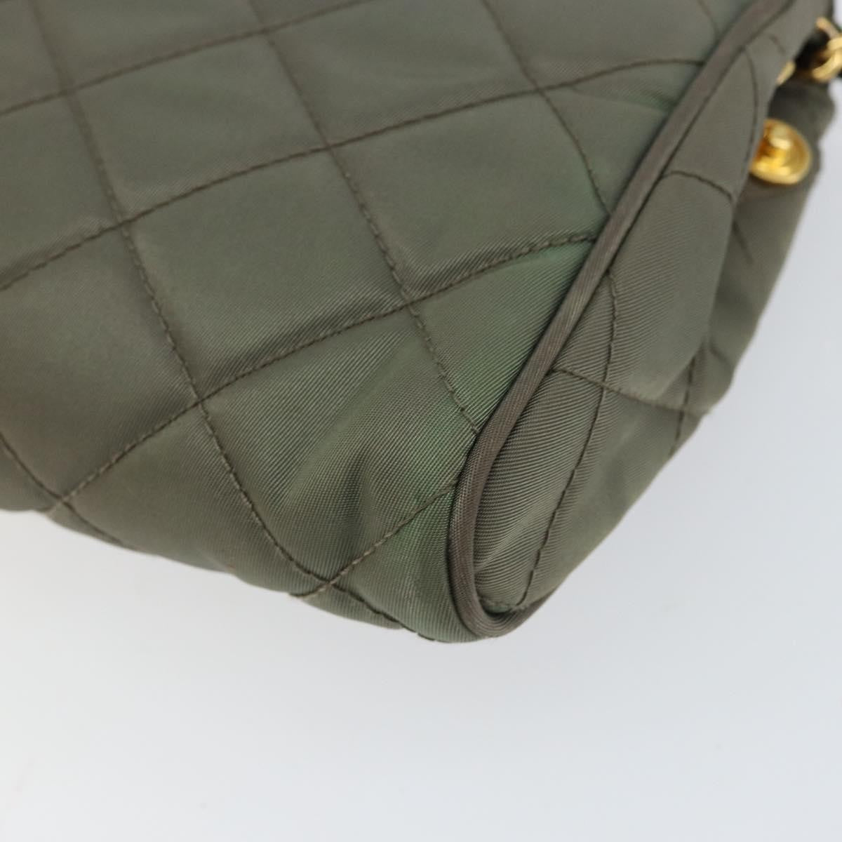 Prada Pushlock Chain Flap Bag Quilted Tessuto, KHAKI, NYLON, Shoulder bag
