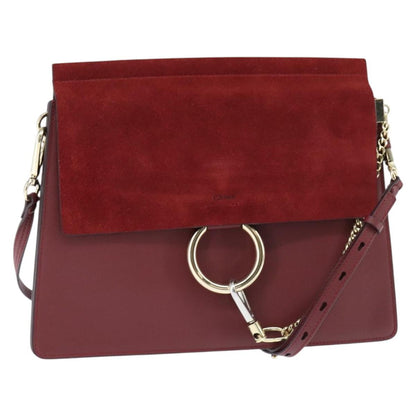 Chloe Faye Shoulder Bag Leather and Suede, RED, SUEDE, Shoulder bag