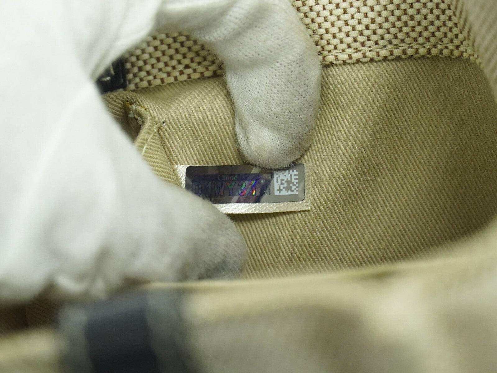 Chloe Woody Tote Canvas with Leather, WHITE, CANVAS, Tote bag